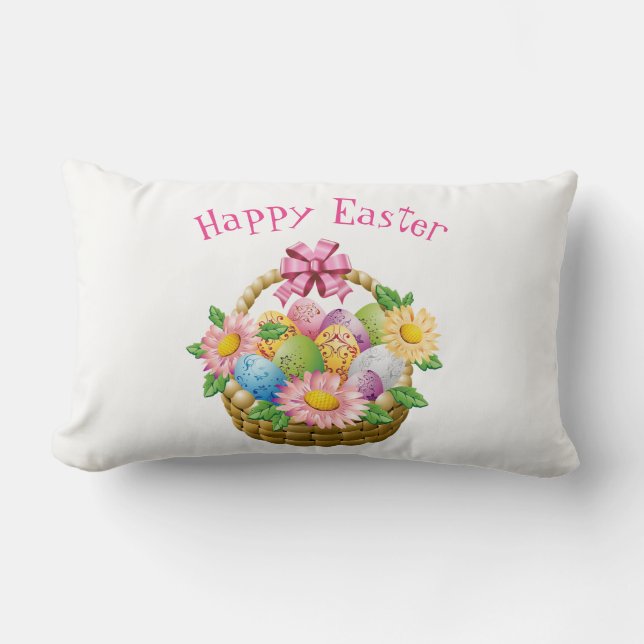 Throw Pillow-Easter Basket Lumbar Pillow (Front)