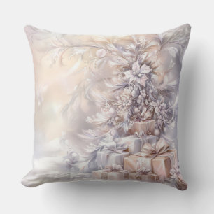 Throw Pillow-Elegant White Christmas Throw Pillow