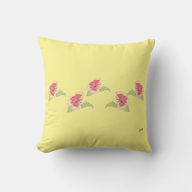 Throw Pillow  : Exotic Flowers (Front)
