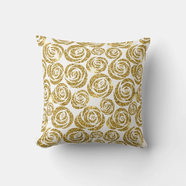 Throw Pillow-Faux Glitter Roses Pillow (Front)