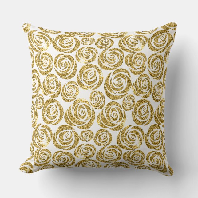 Throw Pillow-Faux Glitter Roses Pillow (Front)