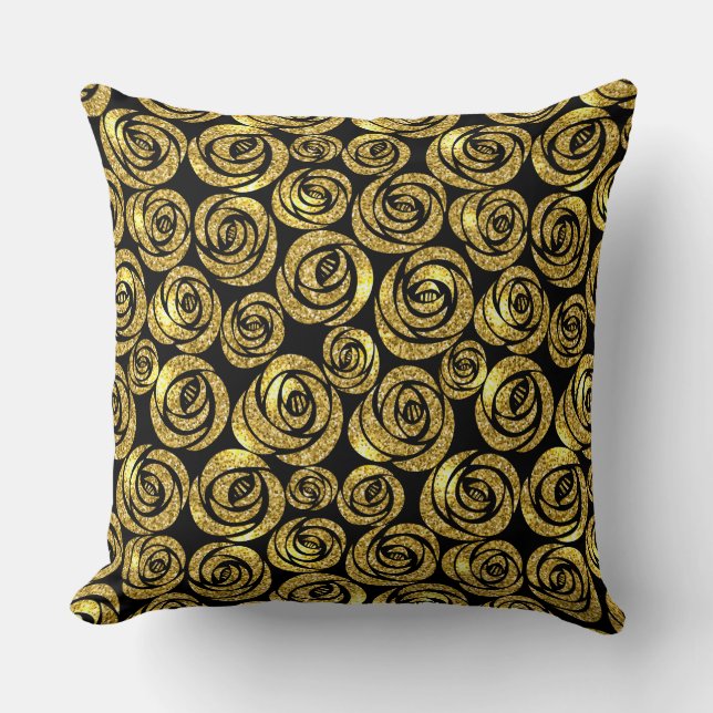 Throw Pillow-Faux Glitter Roses Pillow (Front)