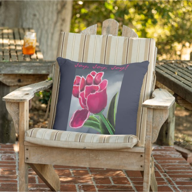 Throw Pillow Floral Design, personalize Text (Chair)