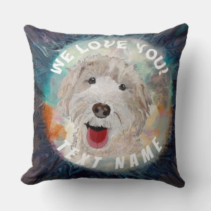 Throw Pillow for Kids Cute Labradoodle Dog &Text
