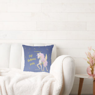 Throw Pillow for your first birthday with unicorn.