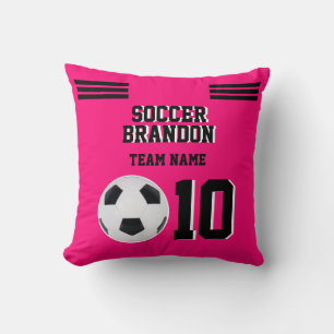 Throw Pillow fuchia soccer football personalized