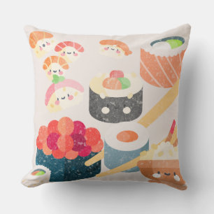 Throw Pillow Fun Sushi Design for Couch or Bed