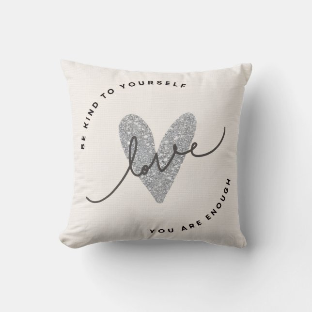 Throw Pillow – Glitter Heart Love Design | Minimal (Front)