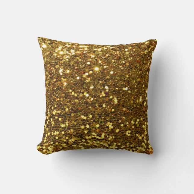 Throw Pillow/Gold Glitter Throw Pillow (Front)
