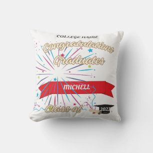 Throw Pillow graduates college, full name 