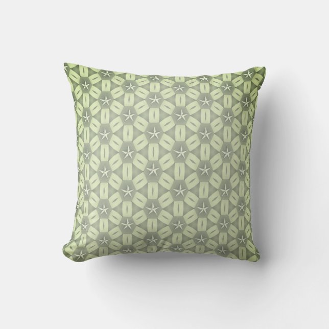 Throw Pillow Green White Stars (Front)