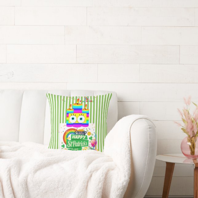 Throw Pillow, Happy Birthday St. Patrick's Day Pillow (Couch)