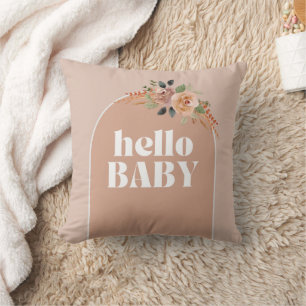 Throw Pillow, Hello Baby, Baby Shower Keepsake  Pillow