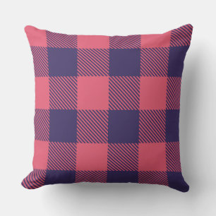 Throw Pillow Hot Pink Magenta Indigo Buffalo Plaid