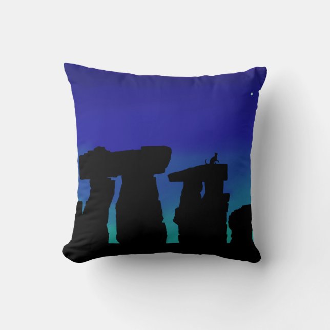 Throw Pillow Kitty on the Henge (Front)