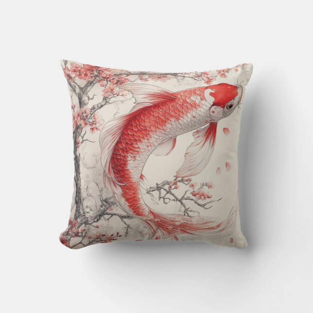 throw Pillow, koi fish Pillow (Front)