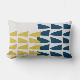 Throw Pillow Lumbar in Deep Turquoise and Mustard