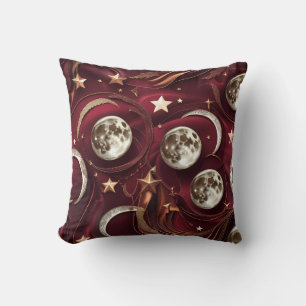 Throw Pillow – Luxury Garnet Red Celestial Moon