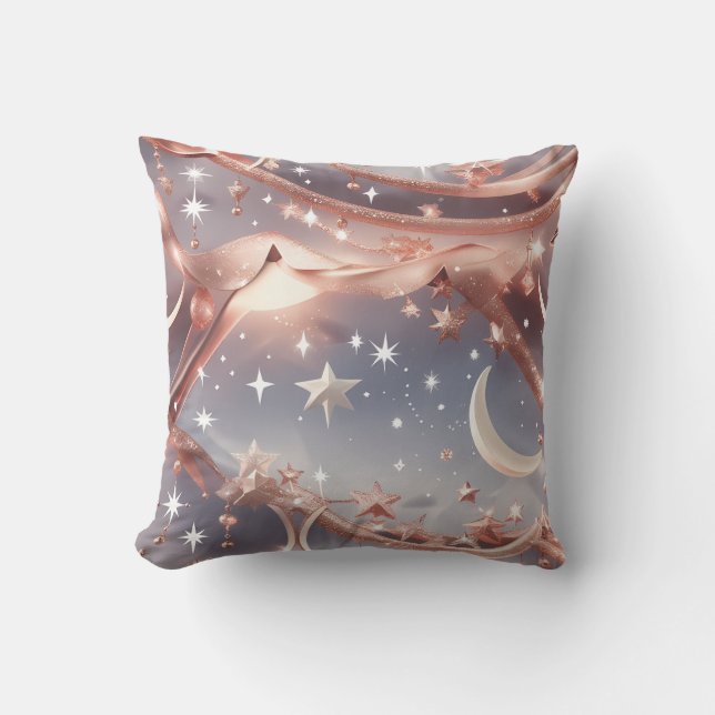 Throw Pillow – Luxury Marble White Celestial Moon (Front)