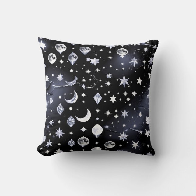 Throw Pillow – Luxury Onyx Celestial Moon (Front)