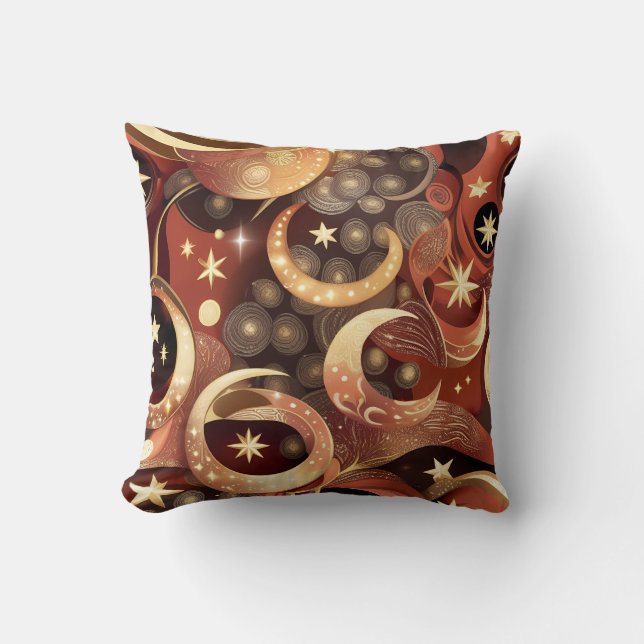 Throw Pillow – Luxury Terracotta Celestial Moon (Front)