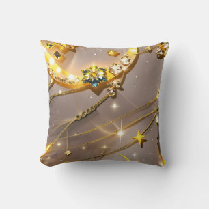Throw Pillow – Luxury Topaz Yellow Celestial Moon