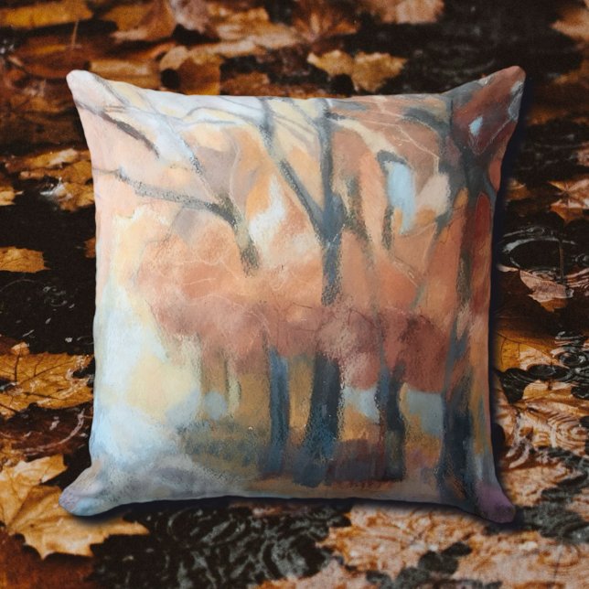 Throw Pillow modern orange yellow brown trees  (Creator Uploaded)