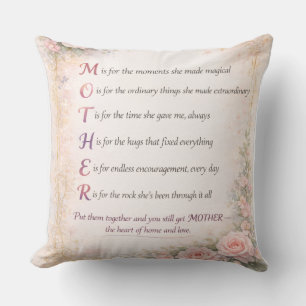 Throw Pillow-MOM Acronym Throw Pillow