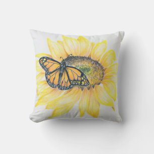 Throw Pillow- Monarch & Sunflower Pillow