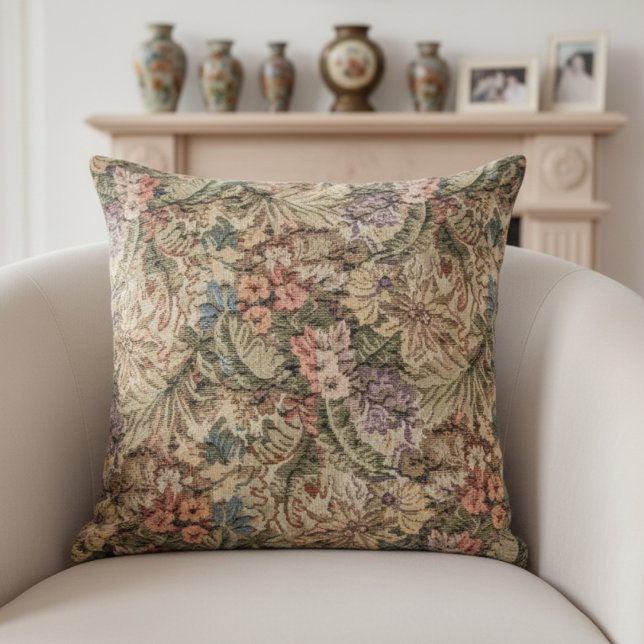 Throw Pillow old floral fabric (Creator Uploaded)