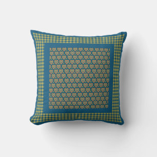 Throw Pillow or Cushion, Hearts and Check Gingham