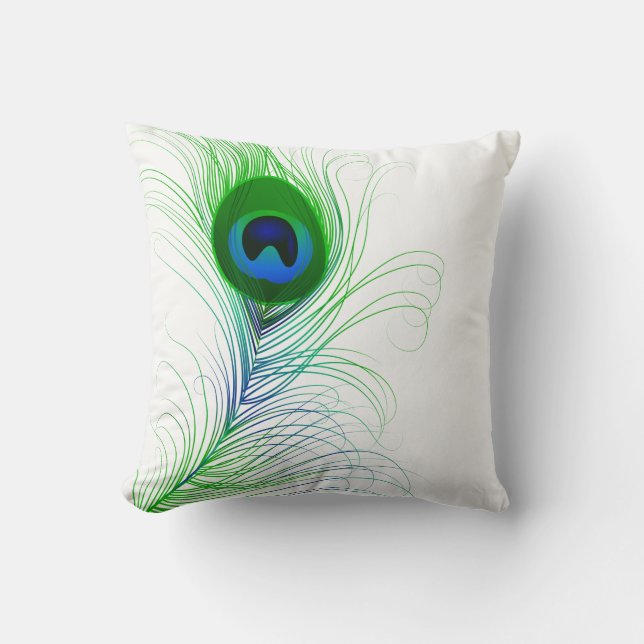 Throw Pillow-Peacock Feather Throw Pillow (Front)