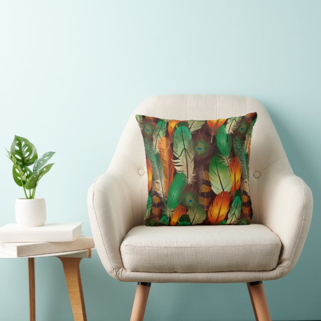 Throw Pillow Peacock Feathers (Chair)