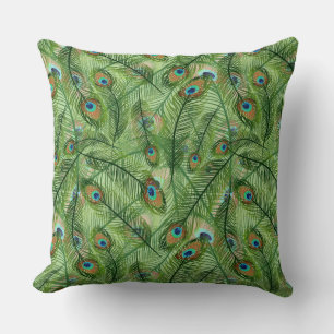 Throw Pillow-Peacock Feathers Pillow