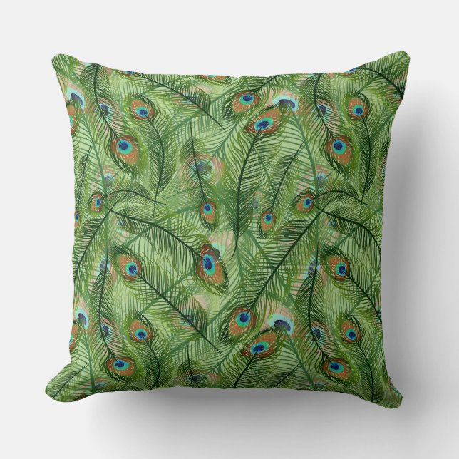 Throw Pillow-Peacock Feathers Pillow (Front)