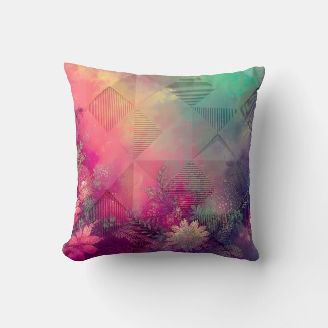 Throw Pillow - Pink Magenta Abstract (Front)
