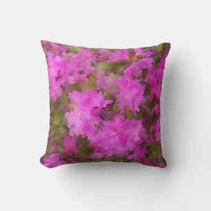 Throw Pillow - Purple Watercolor Rhododendron