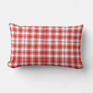 Throw Pillow-Red Plaid Lumbar Pillow