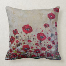 Throw Pillow red Poppies