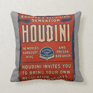 Throw Pillow Reproduction Vintage Houdini Poster