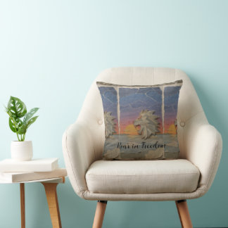 Throw Pillow – Roaring Sunset Lion