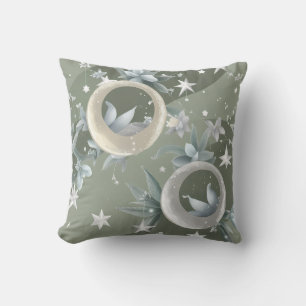 Throw Pillow - Sage Green Celestial Moon