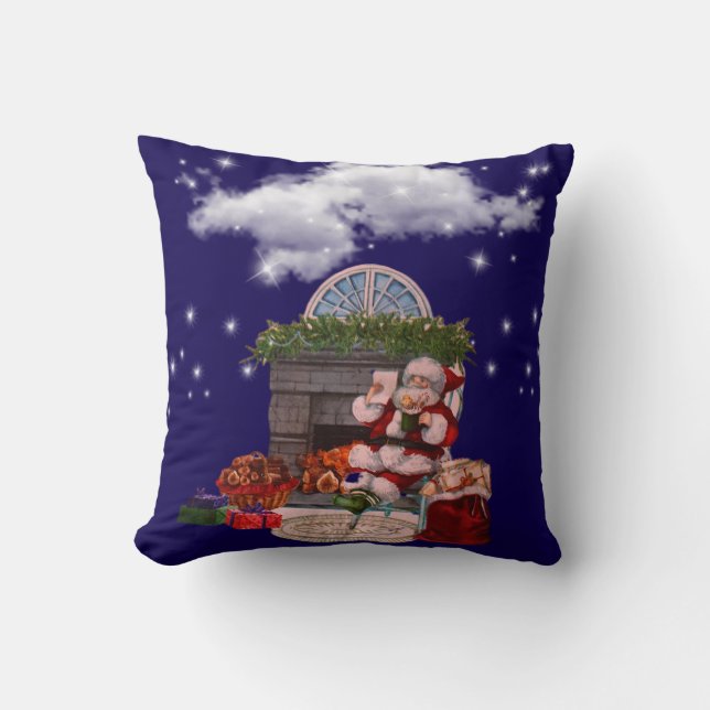 Throw Pillow Santa Claus Christmas tree  (Front)