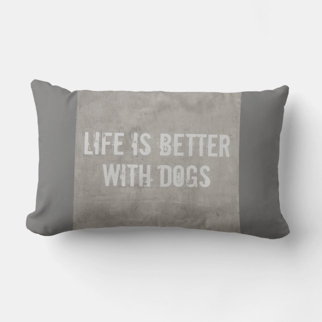 throw pillow shabby chic dog quote grey (Front)