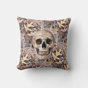 Throw pillow - Skull, Leaves, Catacombs.