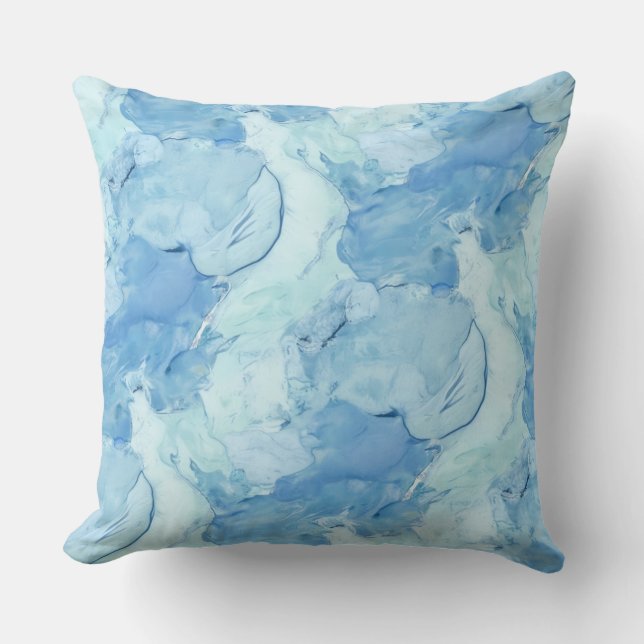 Throw Pillow/ sky blue ink Throw Pillow (Front)