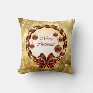 Throw Pillow/Snow Flakes and Wreath Pillow