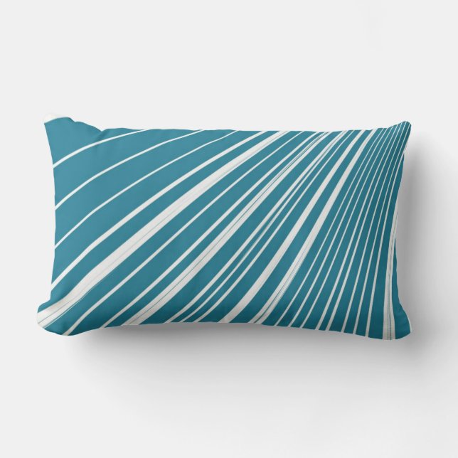 Throw Pillow Stripe Aqua Blue White (Front)