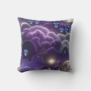 Throw Pillow - Tanzanite Diamond Celestial Moon