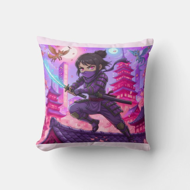 Throw Pillow The Lunar Guardian Ninja (Front)